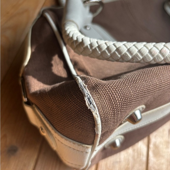 Rafe Brown and White Shoulder Bag with Silver Hardware - Picture 9 of 10